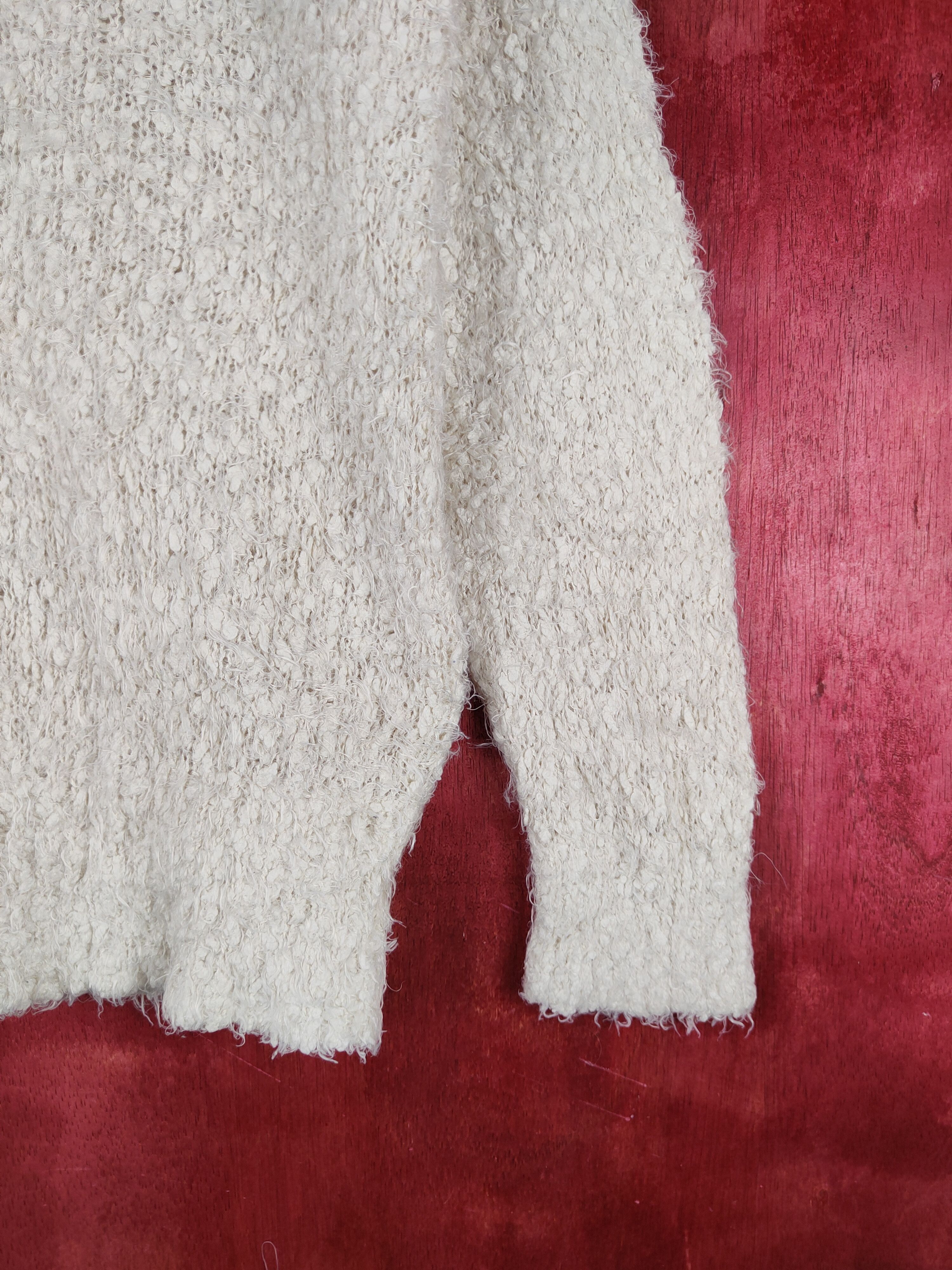 Homespun Knitwear Sugar Spoon Cream Shag Shaggy Fur Mohair Knitwear #S2064 Size S / US 4 / IT 40 - 6 Thumbnail