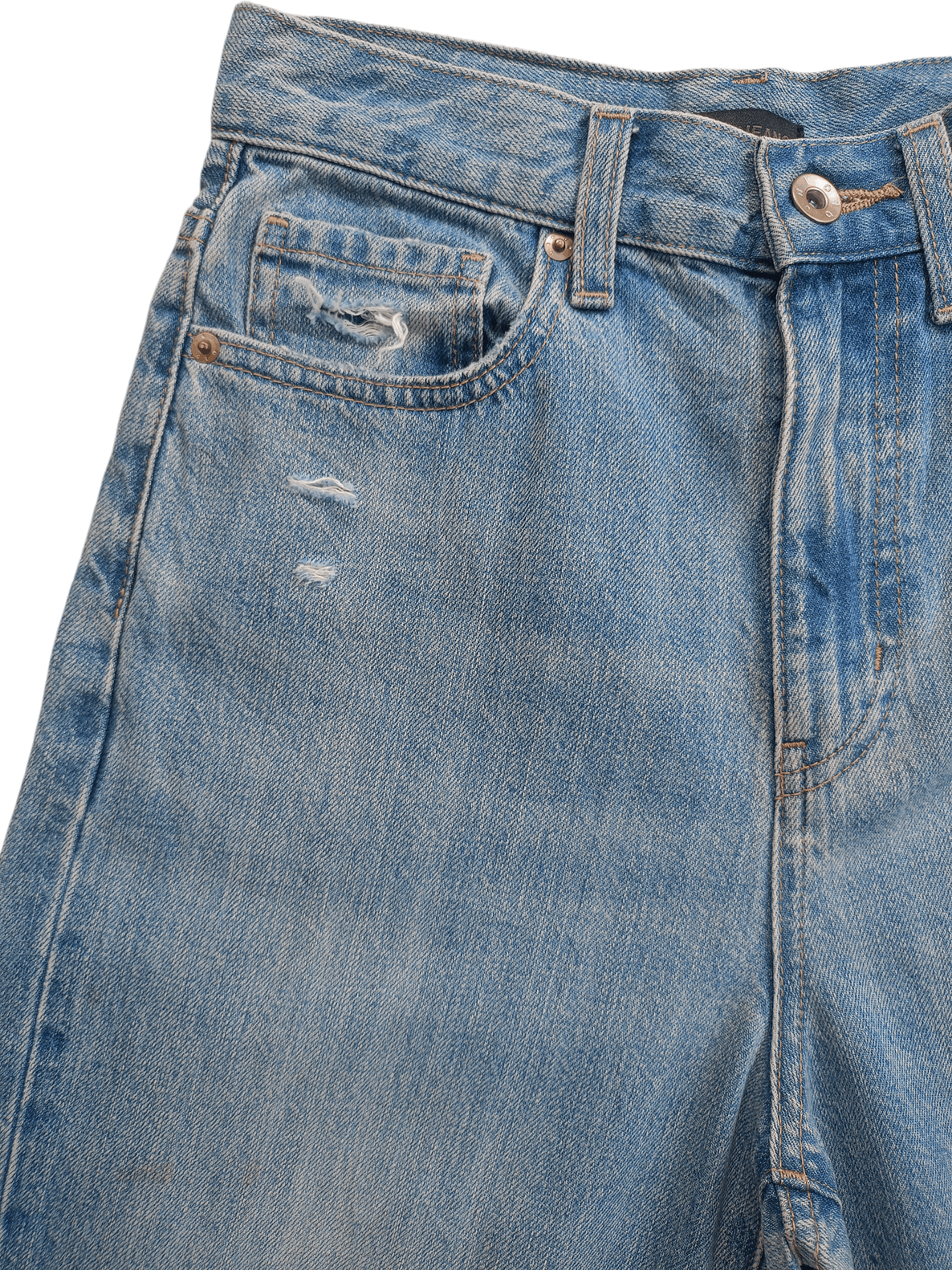 Kaihara Denim × Uniqlo × Vintage UNIQLO Cropped Distressed Relaxed Tapered Streetwear Denim Size 22" - 3 Thumbnail