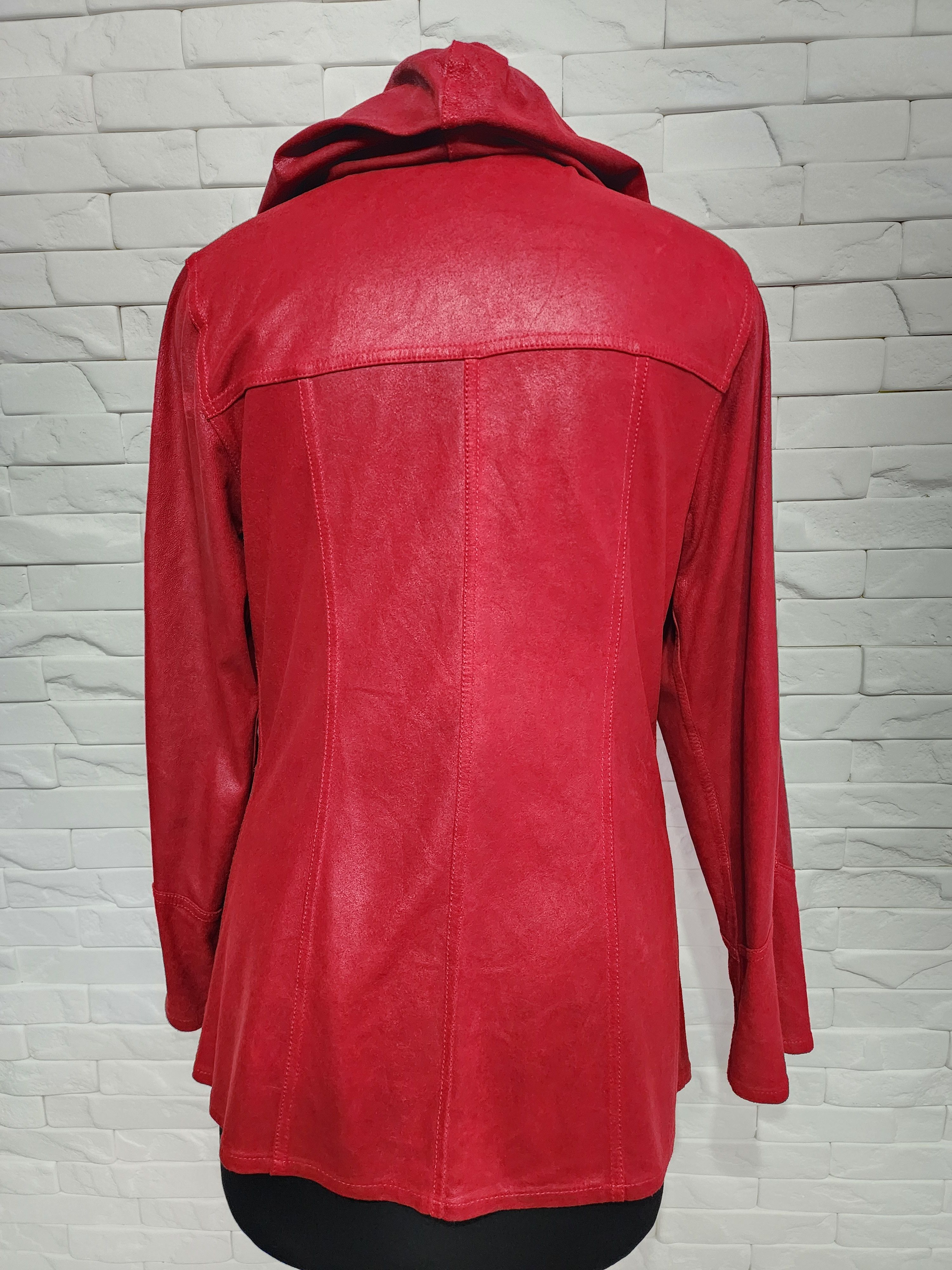 Uniqlo Red reversible leather jacket for women with a hood. Size L / US 10 / IT 46 - 8 Thumbnail