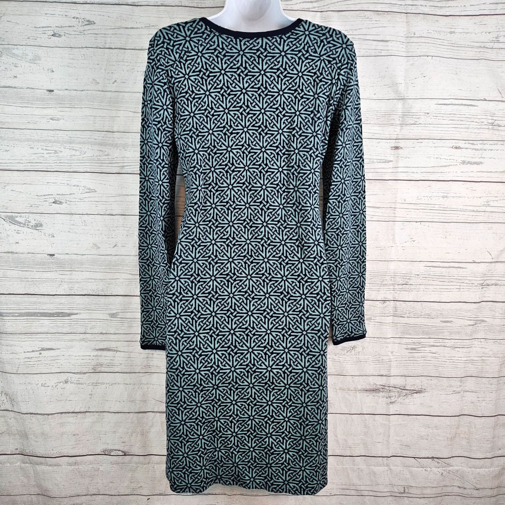 Vintage Ibex Womens Dress Sz Small Blue Long Sleeve Geometric Size S / US 4 / IT 40 - 3 Thumbnail