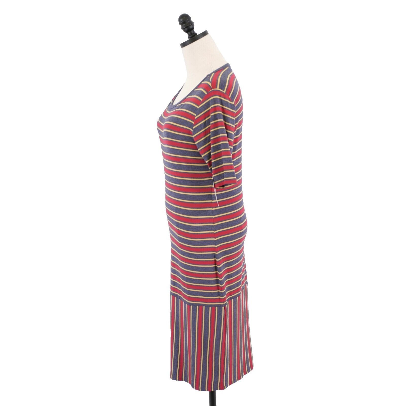 Designer NEW LuLaRoe Julia Gray Red Striped Bodycon Dress Medium Shor Size M / US 6-8 / IT 42-44 - 5 Thumbnail
