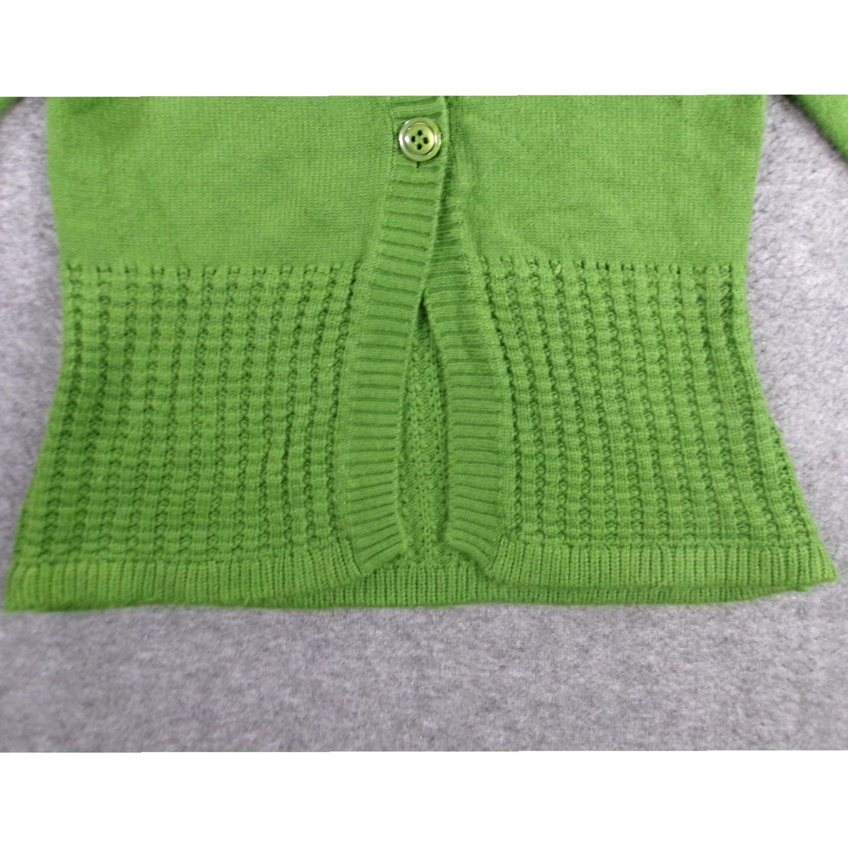 Vintage Sharagano Cardigan Womens Petite Medium Green Knit Capsule Ribbed Textured Cozy Size M / US 6-8 / IT 42-44 - 3 Thumbnail