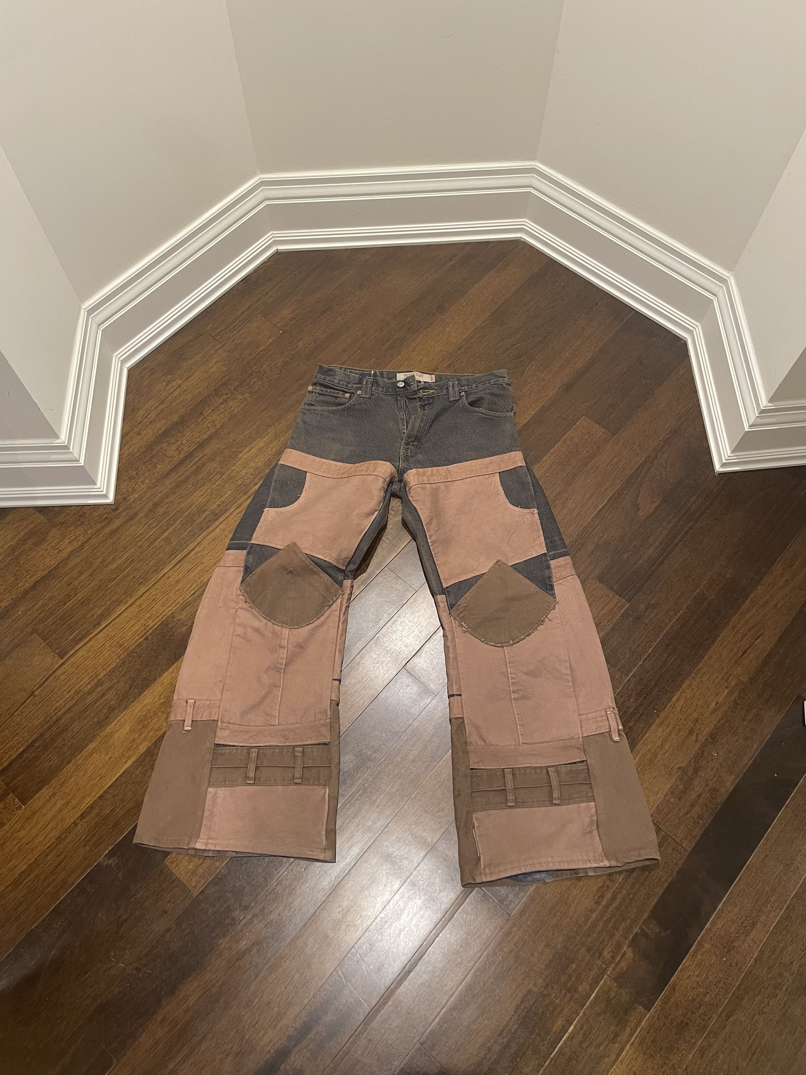 Levi's × Levi's Vintage Clothing × Vintage 1 of 1 Custom Bull Legged Patchwork Jeans Size US 31 - 1 Thumbnail