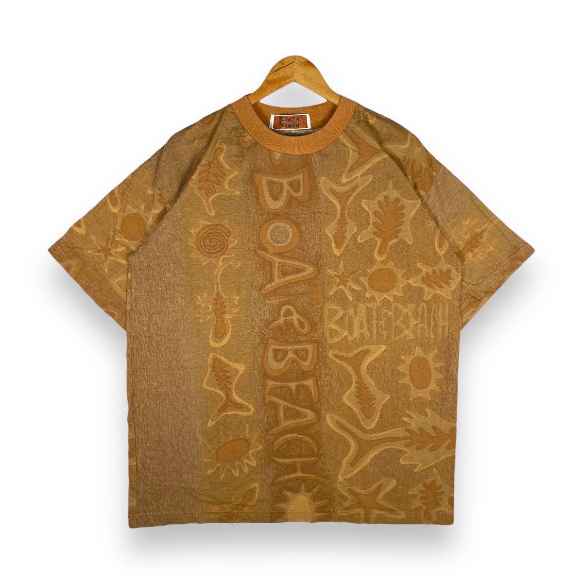 image of Lifes A Beach x Surf Style Vintage 90's Boat & Beach Fine Art Fullprint Tee in Brown (Size XL)