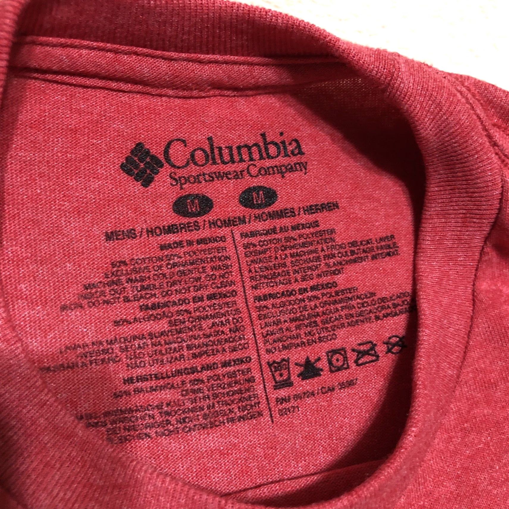 Vintage Columbia Sportswear Mens Size Medium Striped Graphic T-Shirt Heather Red Size US M / EU 48-50 / 2 - 4 Thumbnail