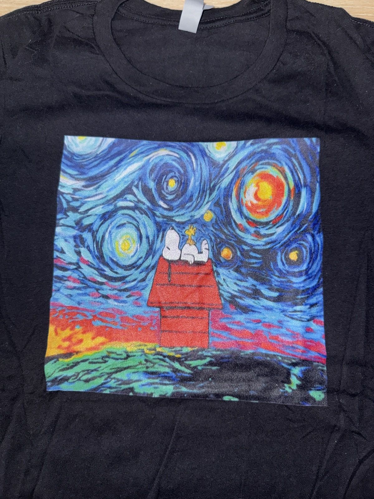 Gildan Snoopy Charlie Brown Starry Night Van Gogh T-Shirt Size M / US 6-8 / IT 42-44 - 3 Thumbnail