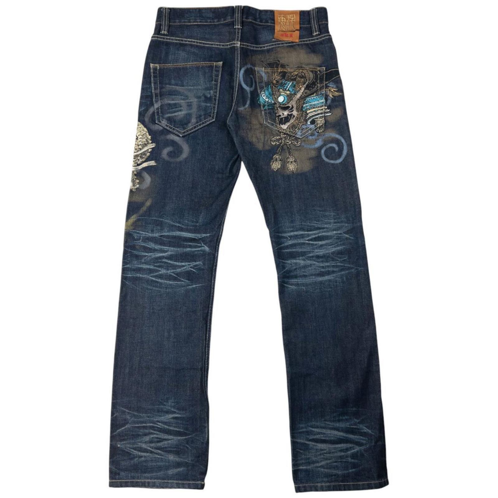 Dries Van Noten Vintage Oniarai Embroidered Dragon Monster Jeans Size W31 Size US 31 - 4 Thumbnail