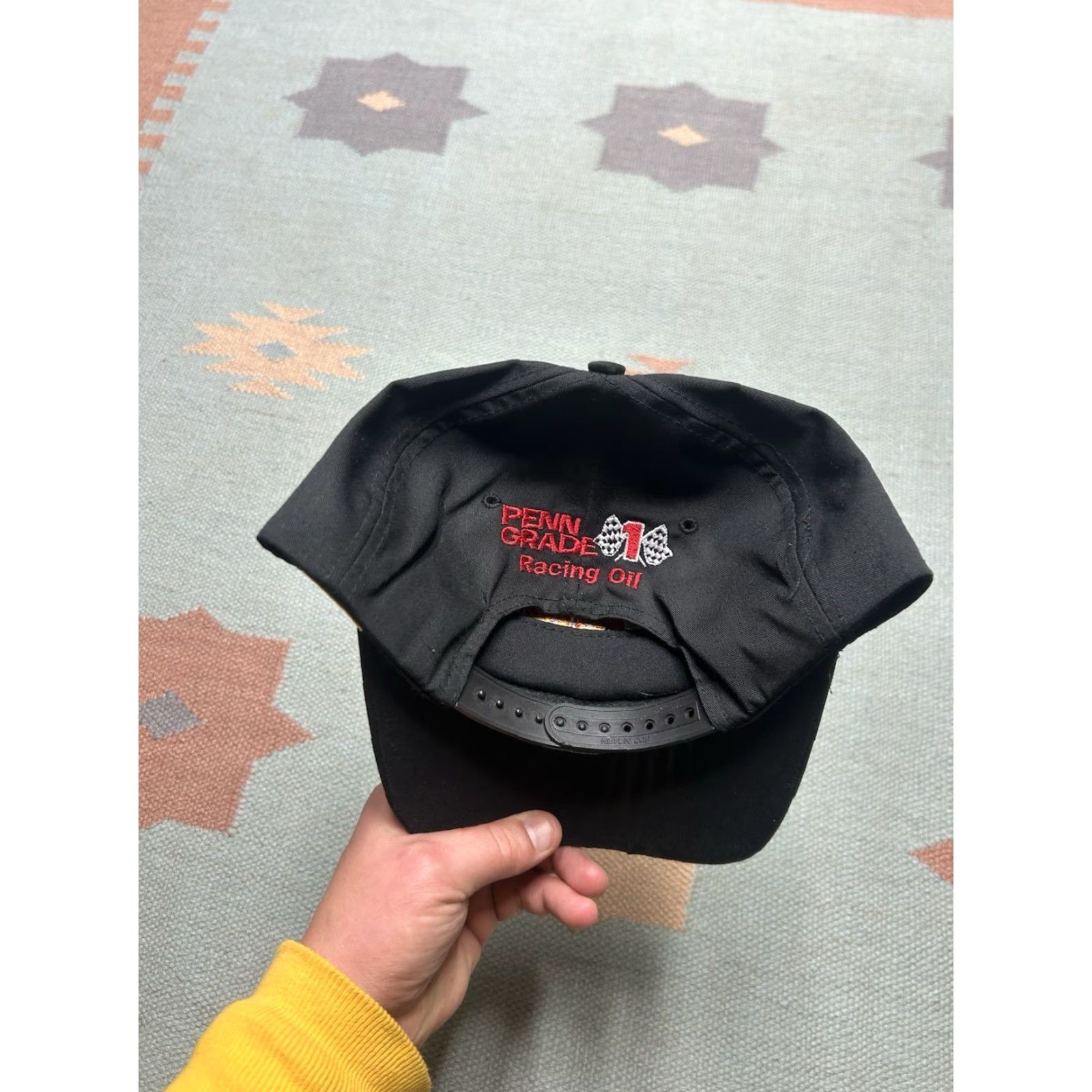 Penn VINTAGE Brad Penn racing oil checkered Black SnapBack hat cap Adjustable Men Unbranded Formula 1 SnapBack Black Mens Size ONE SIZE - 4 Thumbnail