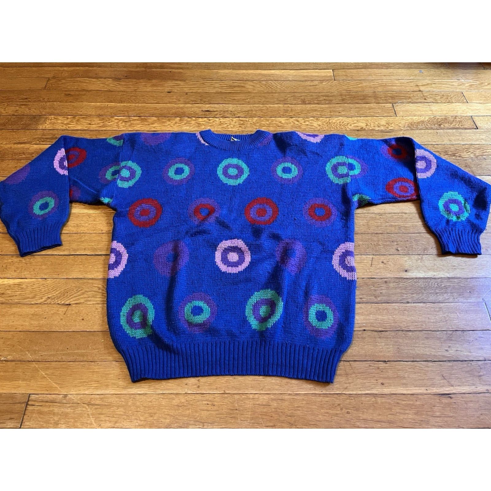 Vintage VINTAGE Hema Sweater Men’s 38/40 Purple Bullseye Target All Over Print 90s Size US L / EU 52-54 / 3 - 2 Thumbnail