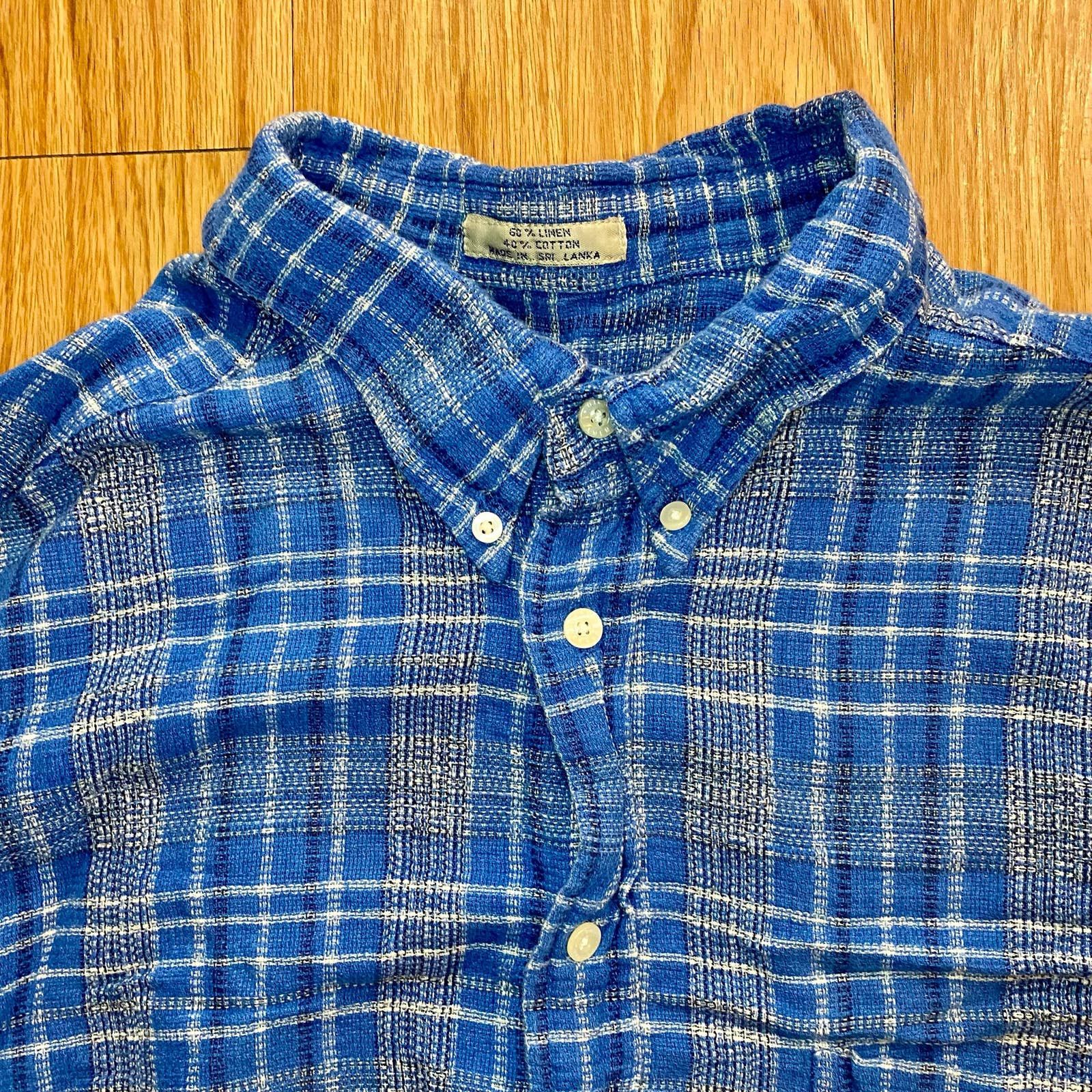 Vintage Arnold Palmer Vintage Blue Linen Shirt Mens XLarge Size US XL / EU 56 / 4 - 4 Thumbnail