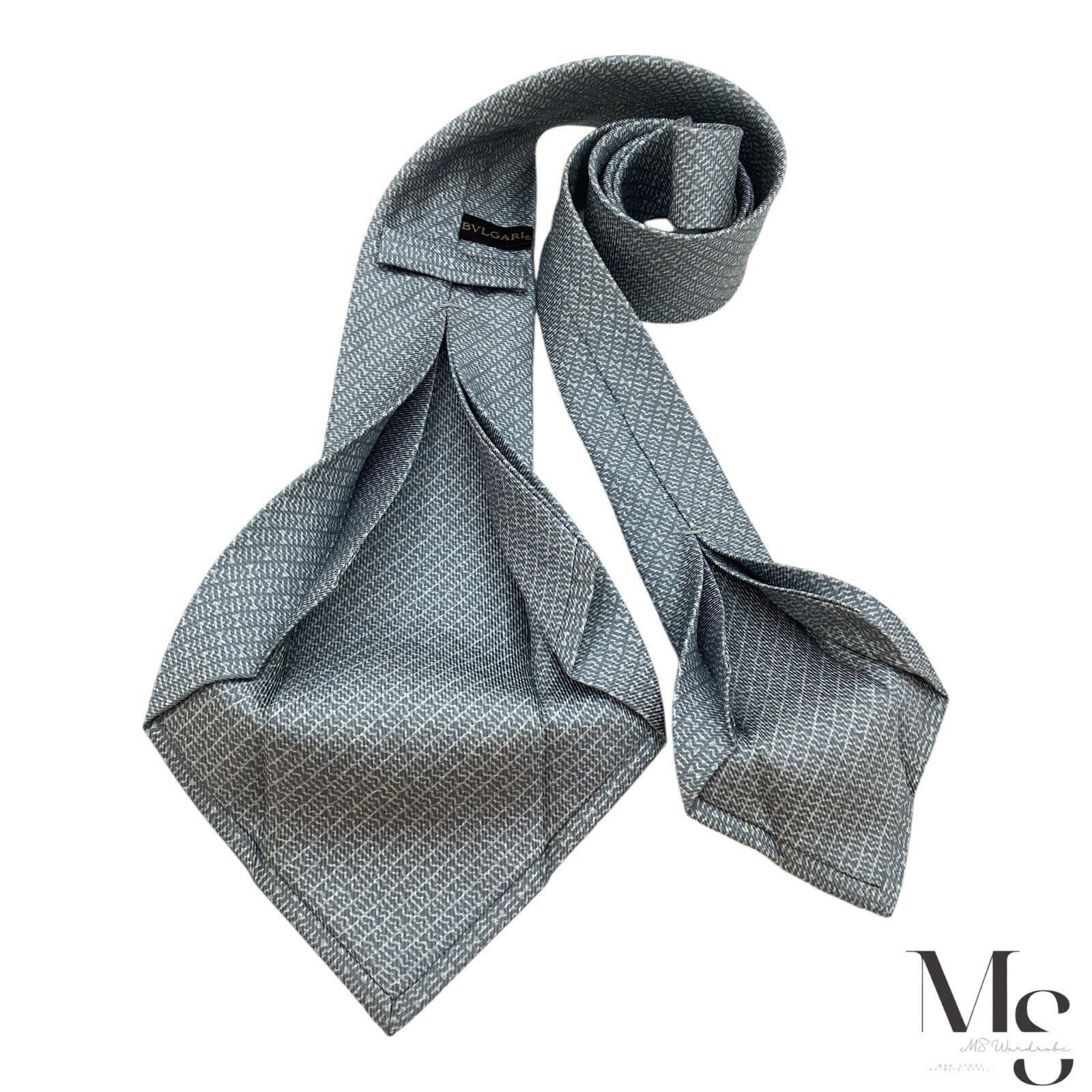 Bvlgari BVLGARI SEVENFOLD Gray Geometric Silk Tie Made In Italy W:3" Size ONE SIZE - 4 Thumbnail
