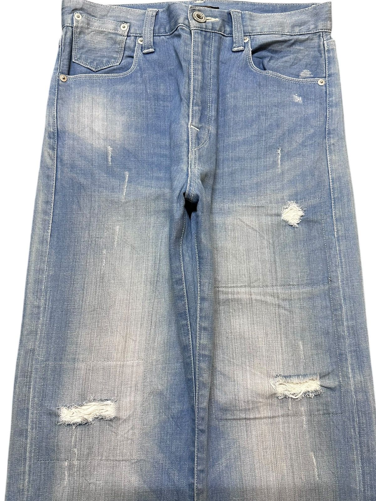 The Unbranded Brand Vintage Barnyardstorm Baggy Buckle Belt Distressed Denim Size US 29 - 2 Thumbnail
