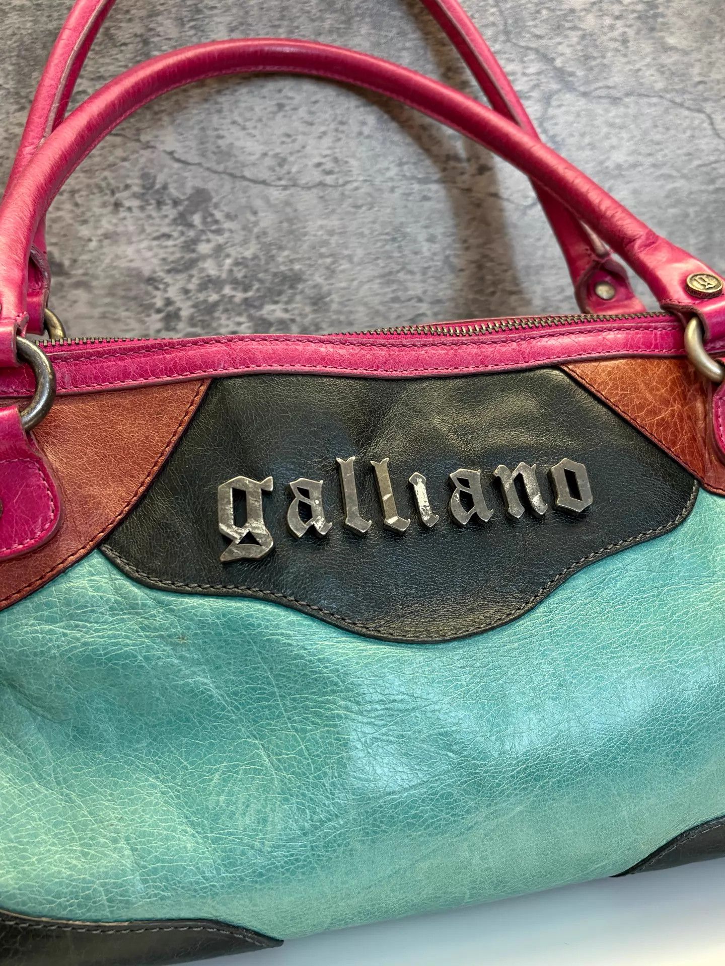 John Galliano John Galliano vtg colorblocked waxed leather underarm bag Size ONE SIZE - 4 Thumbnail