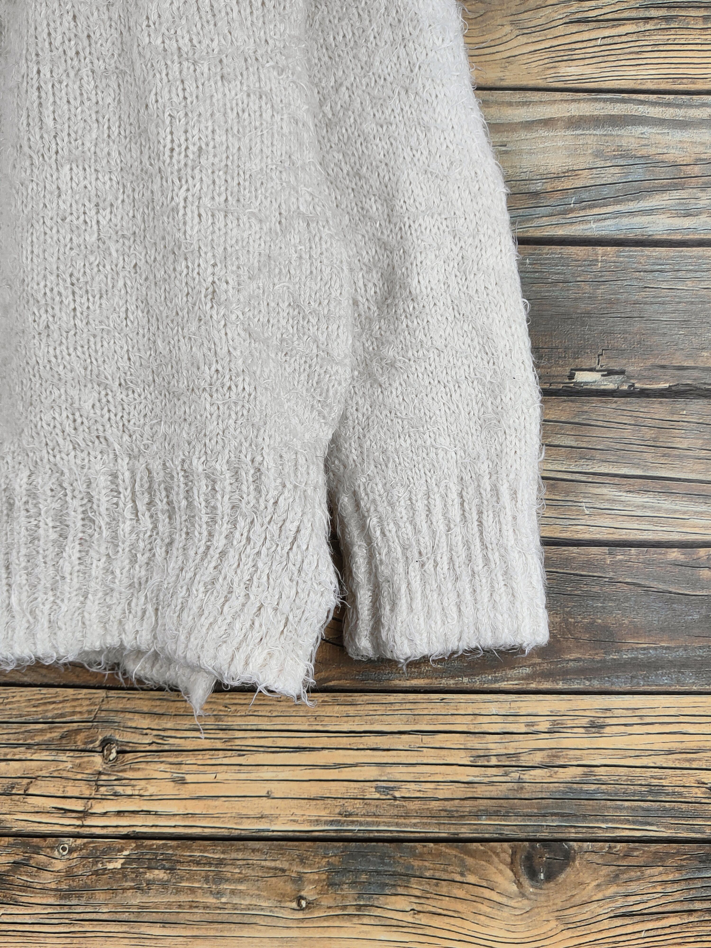 Global Work DL Global Work Cream Fur Mohair Knitwear #46-553 Size L / US 10 / IT 46 - 6 Thumbnail
