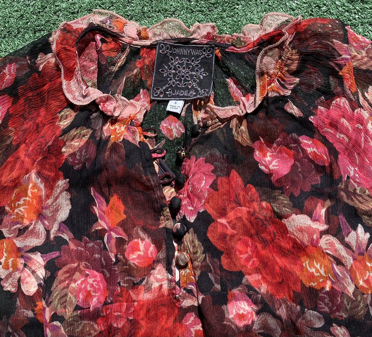 Johnny Was Johnny Was Jade Natasha Floral Sheer Silk 2 Piece Dress Size S / US 4 / IT 40 - 4 Thumbnail