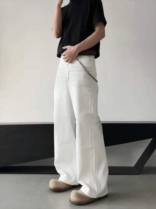 VIBE White Loose Wide Straight Leg Jeans Size US 32 / EU 48 - 4 Thumbnail