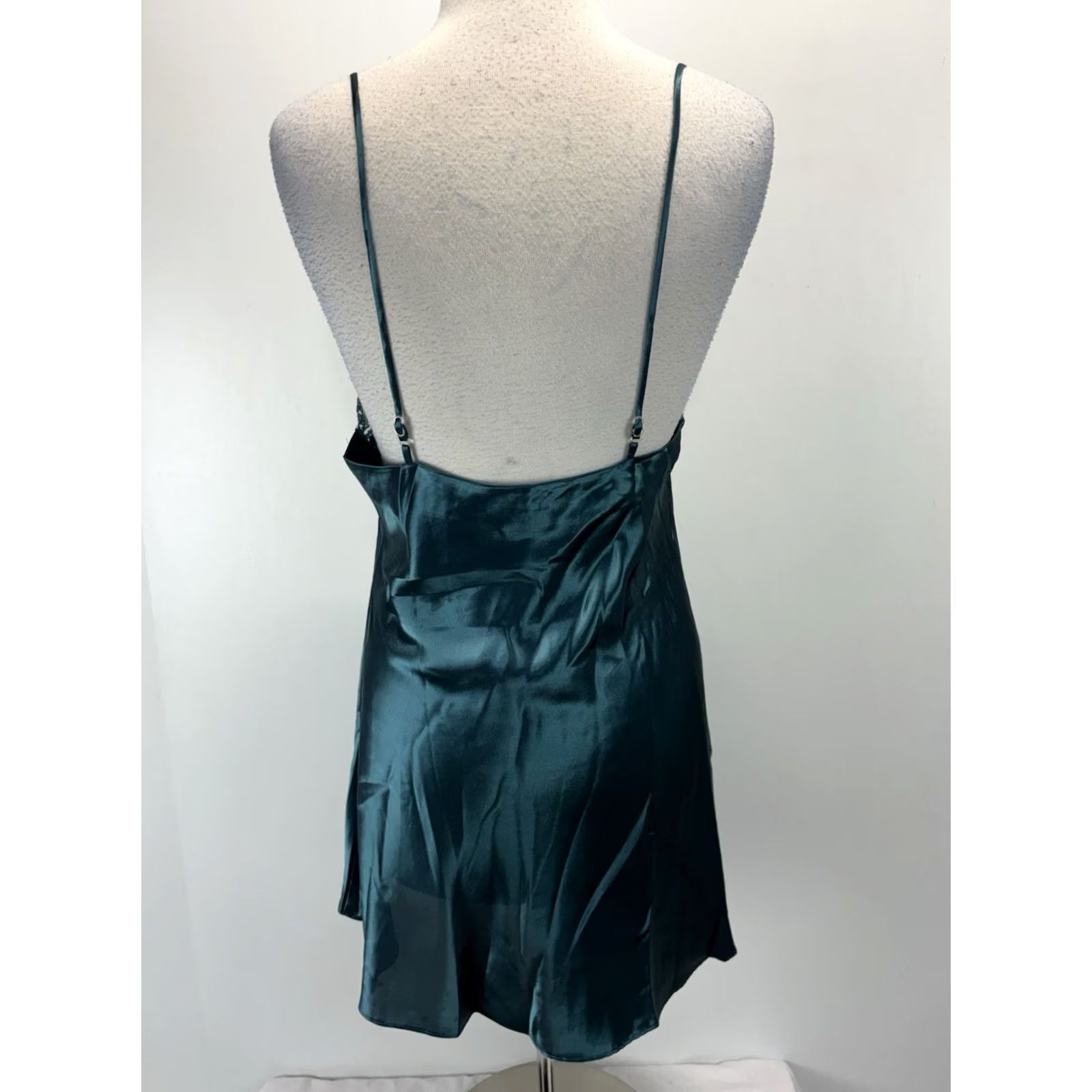 Vintage VINTAGE Evandale Intimates Satin Nightie Slip Nightgown Women’s L Green Lace Trim 1990s Womens Size ONE SIZE - 3 Thumbnail