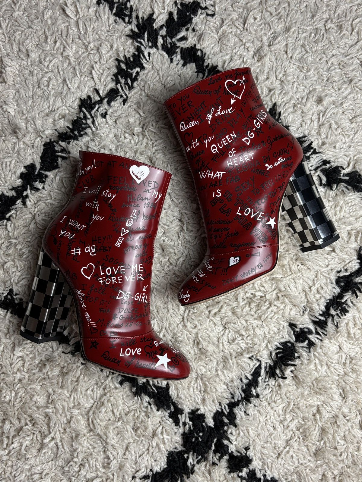Dolce & Gabbana Dolce & Gabbana Patent Leather Graffiti Ankle Heeled Boots Size US 9 / IT 39 - 2 Thumbnail