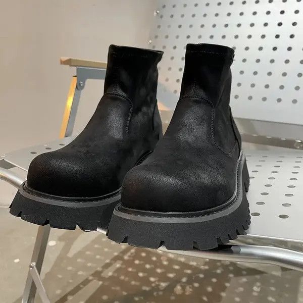 Leather Honoka x Miho Men's Sock-Style Leather Boots - Chunky Sole Size US 10 / EU 43 - 7 Thumbnail