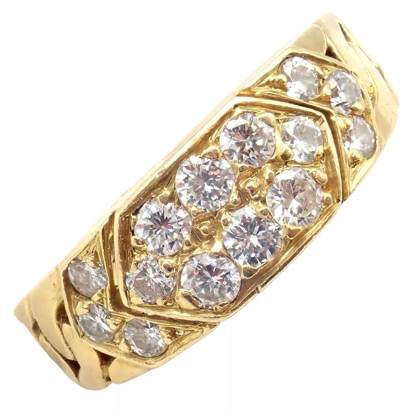 Van Cleef & Arpels Yellow Gold 0.60ct Diamond Ring 55 7.25