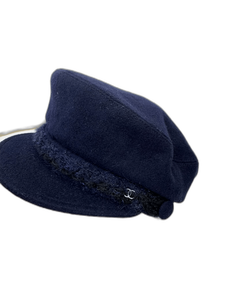 Chanel Newsboy Cap in Navy Blue -2505