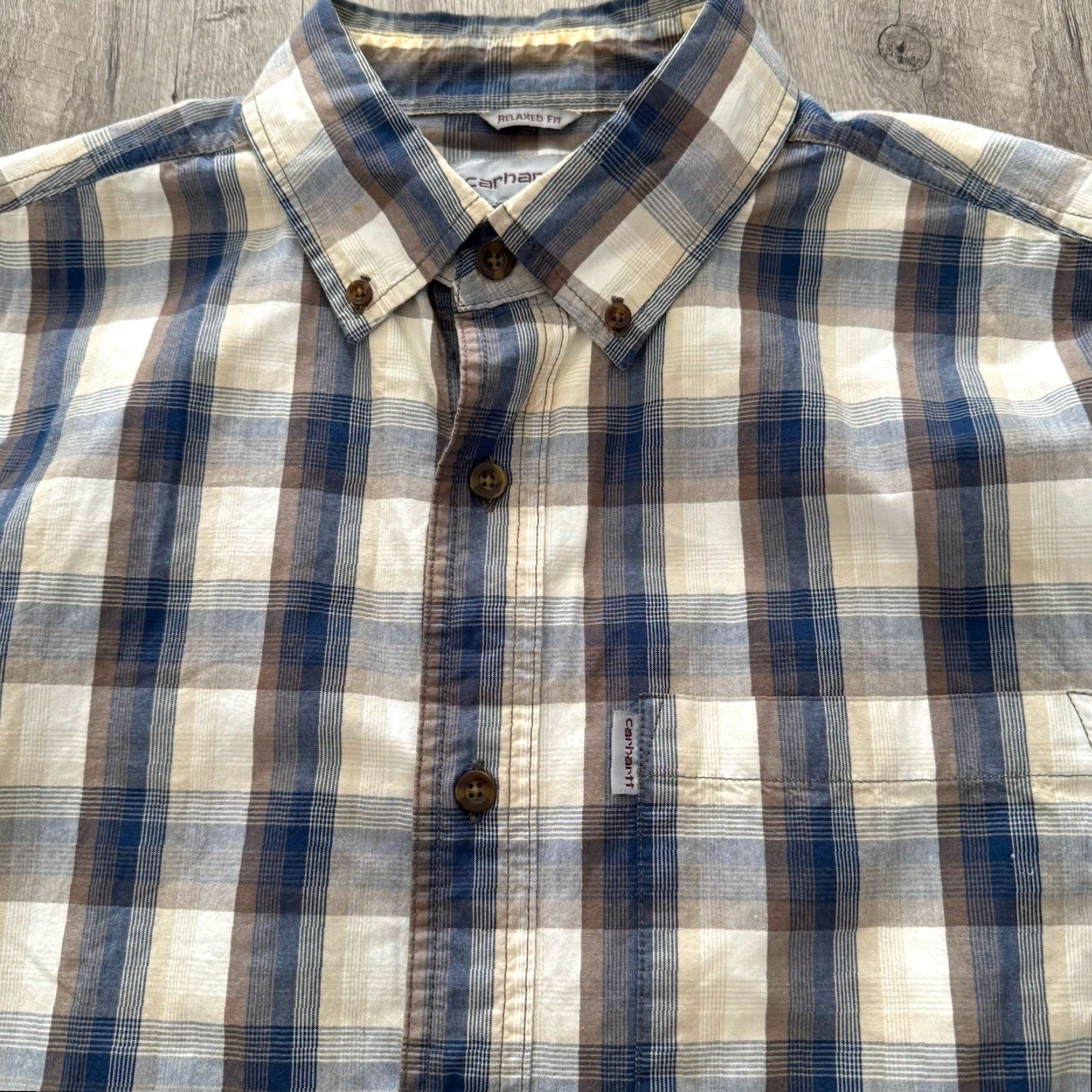 Carhartt Carhartt Shirt Mens Size Medium Blue Plaid Short Sleeve Button Down Relaxed Fit Size US M / EU 48-50 / 2 - 5 Thumbnail