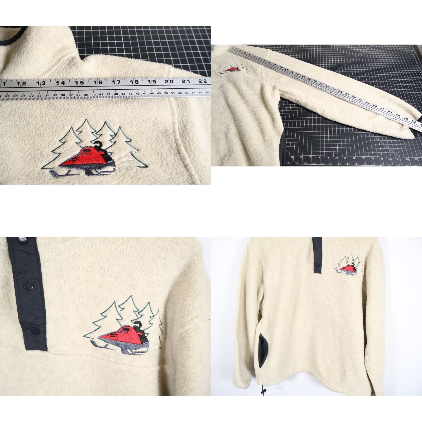 Vintage VINTAGE Fox Point Jacket Embroidered Ivory Fleece Snap 90s Men Large Size US L / EU 52-54 / 3 - 8 Thumbnail