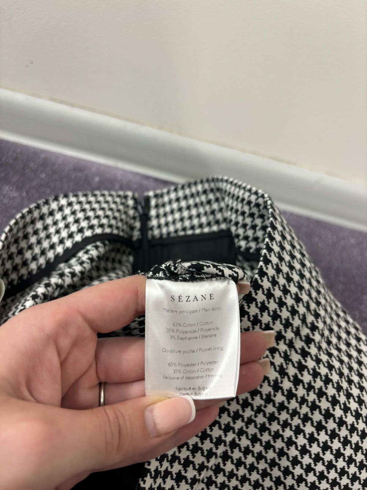 Sezane Sezane Clara Houndstooth High Waist Luxury Tapered Pants Size 26" / US 2 / IT 38 - 11 Thumbnail