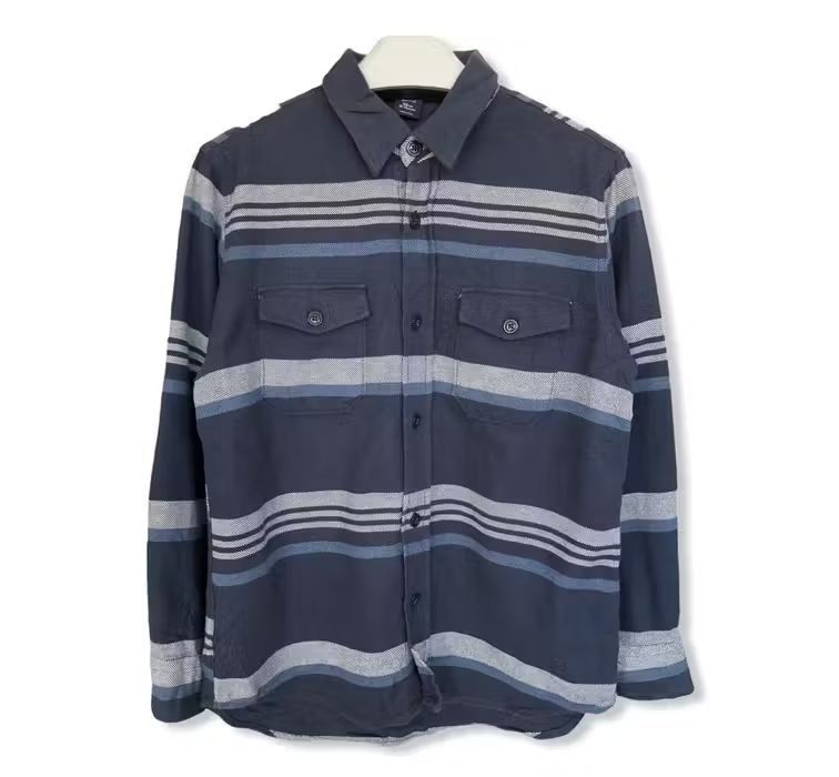 image of Striped Design Flannel Shirt, Men's (Size XS)