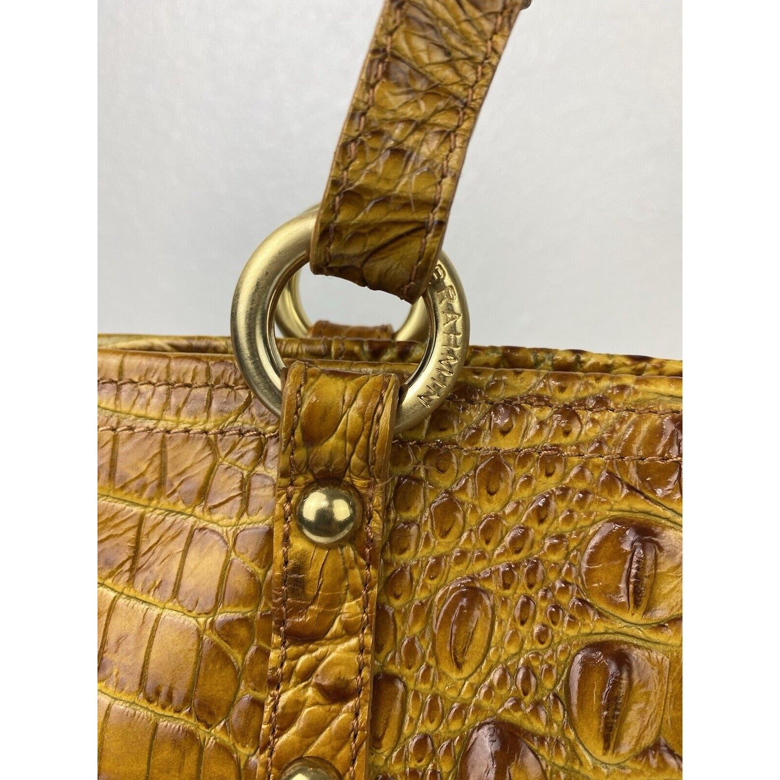 BRAHMIN Brahmin Alden Brown Croc Embossed Leather Shoulder Purse Bag Size ONE SIZE - 6 Thumbnail