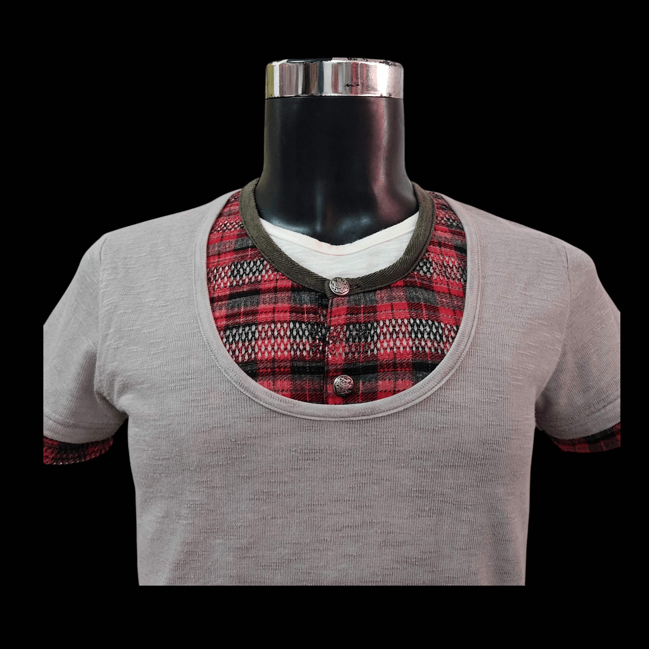 Japanese Brand BreathMINT Number(N)ine Aesthetic Grunge Plaid Layered Tee Size US S / EU 44-46 / 1 - 2 Thumbnail