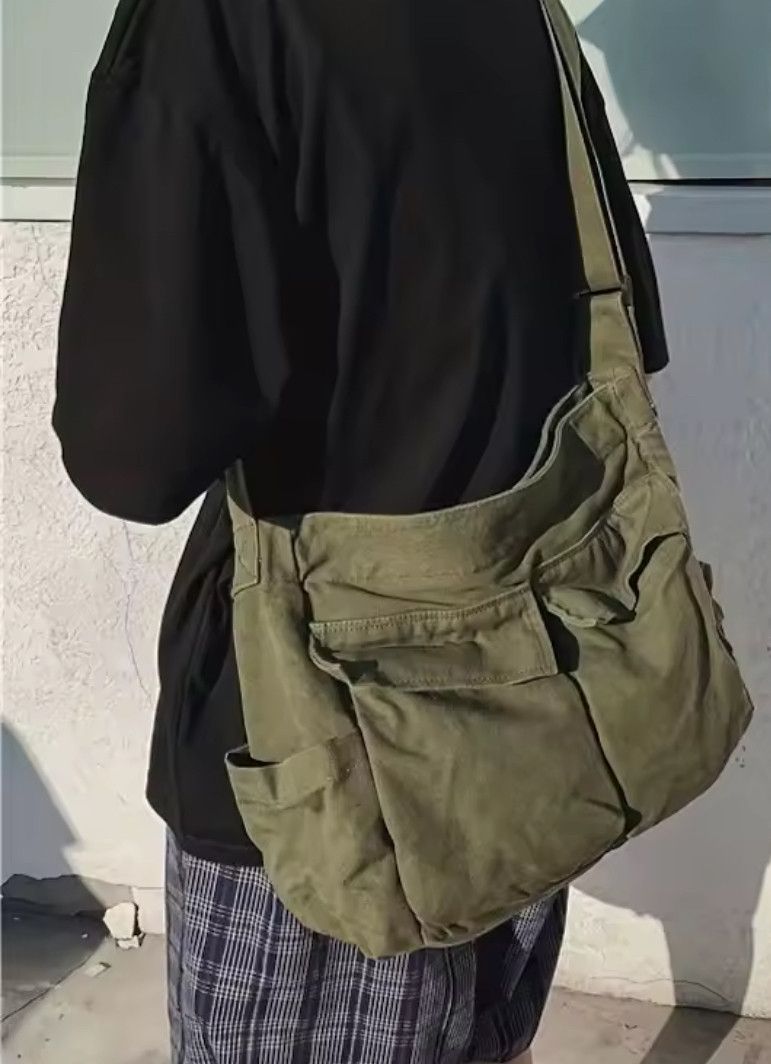 Other Workwear School Canvas Shoulder Bag Large Messenger Bag Size ONE SIZE - 1 Thumbnail