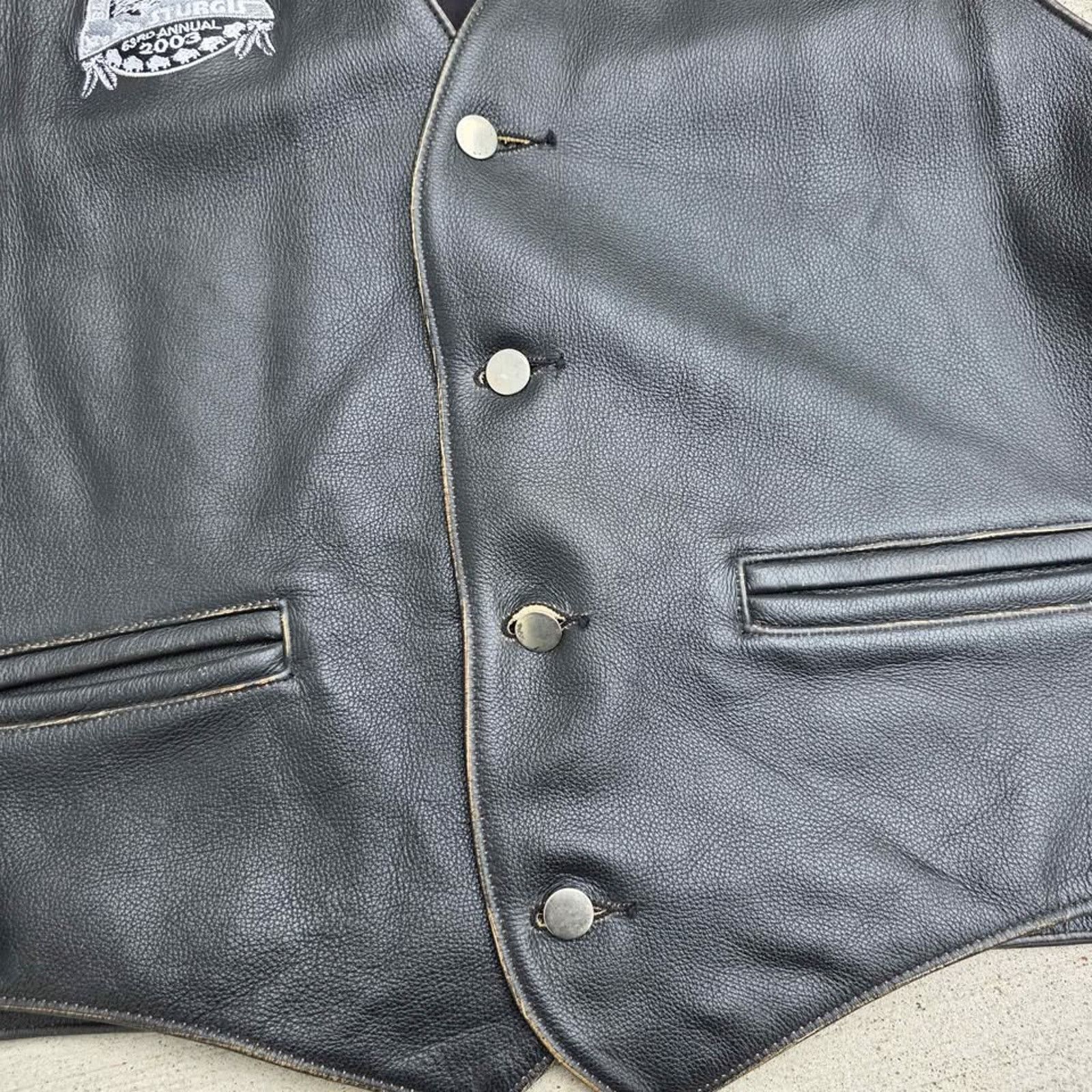 Vintage Leather Biker Vest Jack Daniels Sturgis Motorcycle Pins Y2K Size US XXL / EU 58 / 5 - 4 Thumbnail