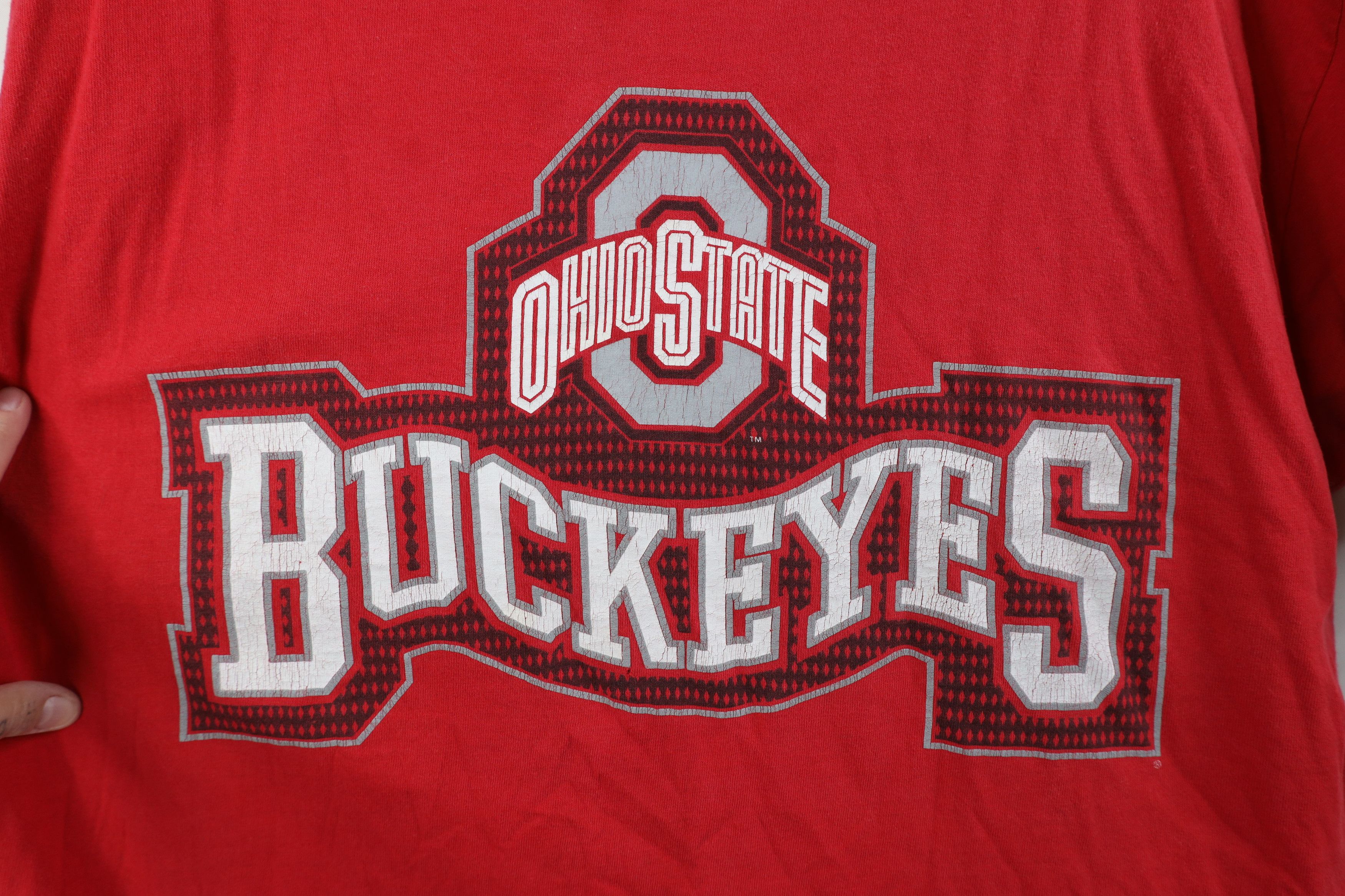 Vintage Vintage 90s Ohio State University T-Shirt Red Cotton Size US XL / EU 56 / 4 - 4 Thumbnail