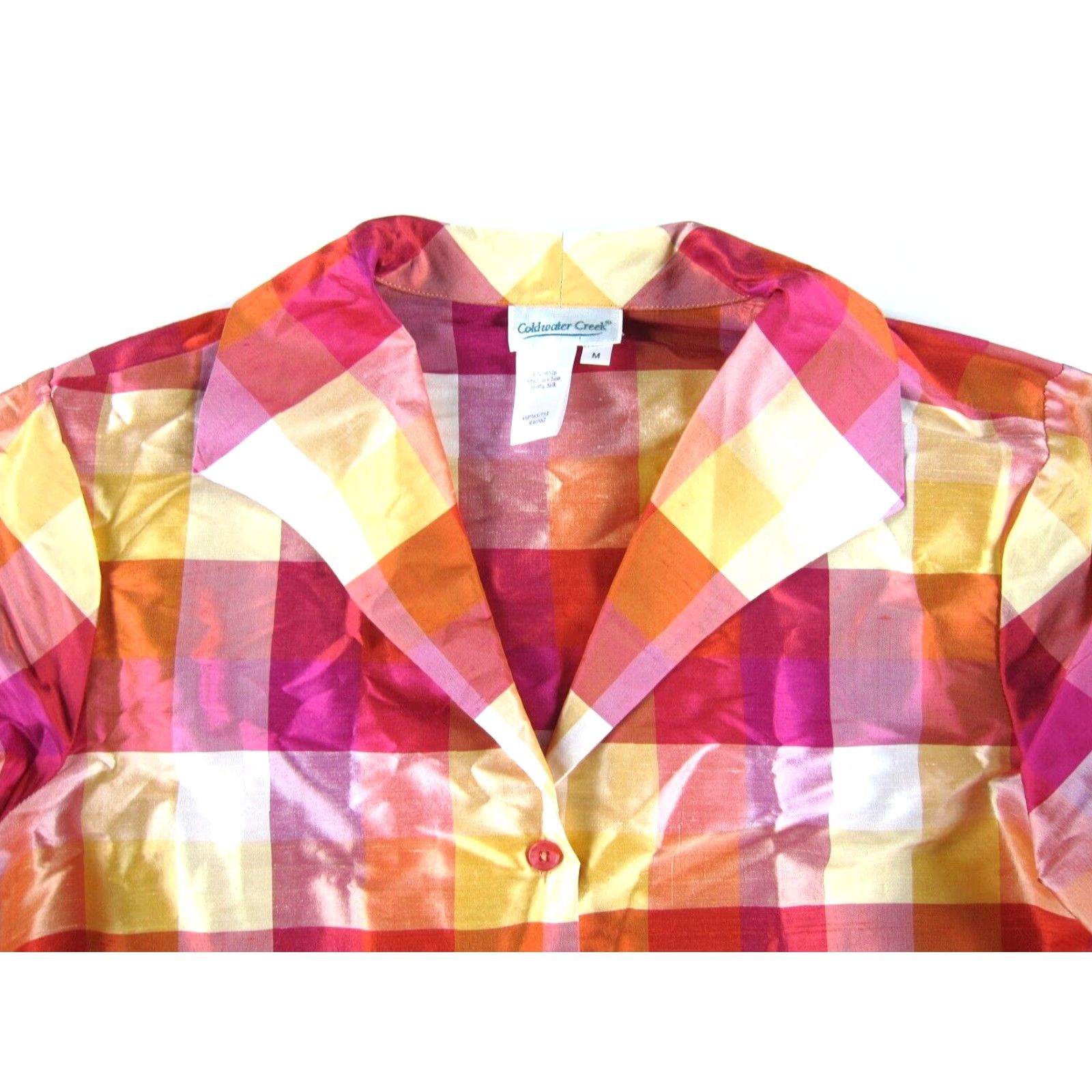 Coldwater Creek VTG Coldwater Creek 100% Silk Pink Plaid Collar Long Sleeve Blouse M-L Women's Vintage Blouse Size M / US 6-8 / IT 42-44 - 4 Thumbnail