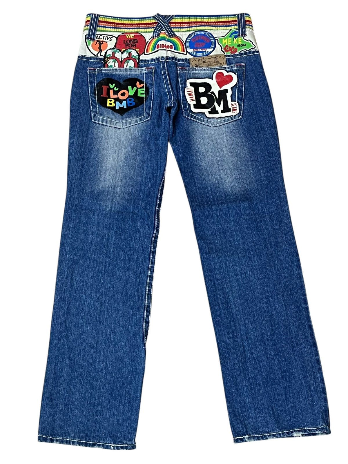 Japanese Brand SICK🔥JAPANESE BMB BLUE MOON BLUE DRAWSTRING WAIST JEANS Size US 32 / EU 48 - 2 Thumbnail