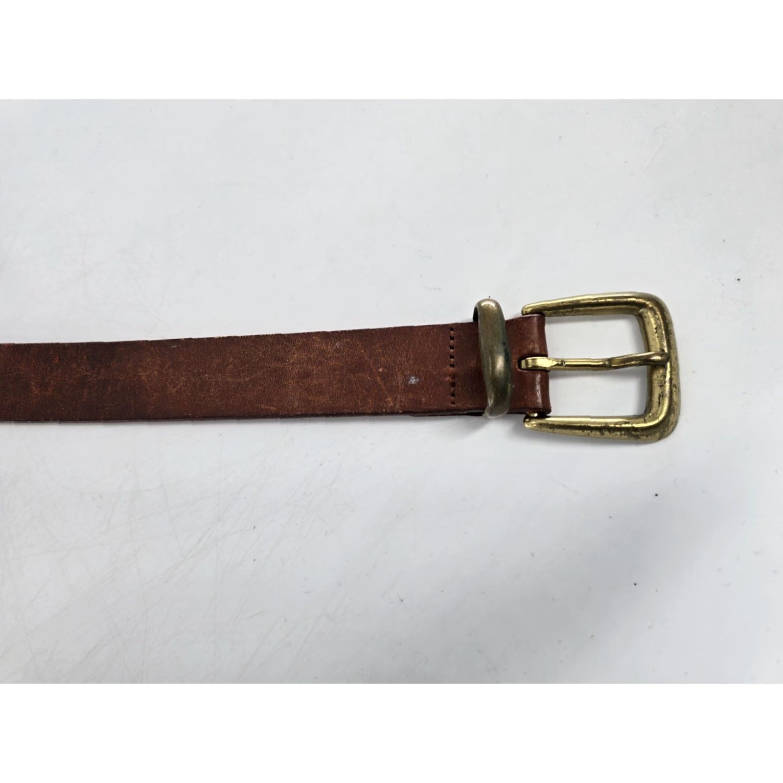 Vintage VINTAGE Brown Leather Belt with Brass Buckle - Guatemala Cowboy Western 1980s 34/85 Adult Unisex Belt Size 34/85 Mens Womens Boys Girls Size ONE SIZE - 3 Thumbnail