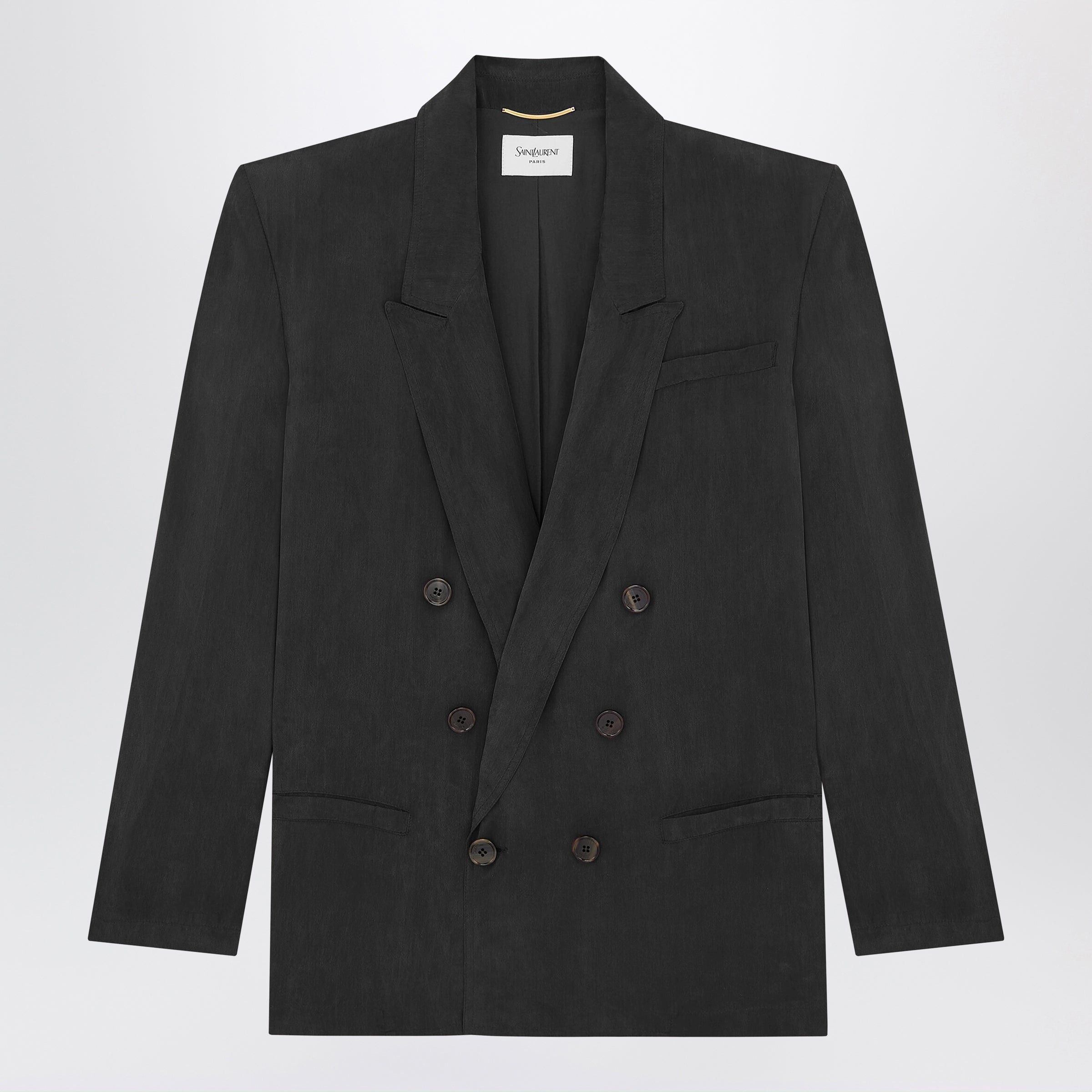 Saint Laurent Paris Saint Laurent Black Double-Breasted Silk Jacket Size M / US 6-8 / IT 42-44 - 1 Thumbnail