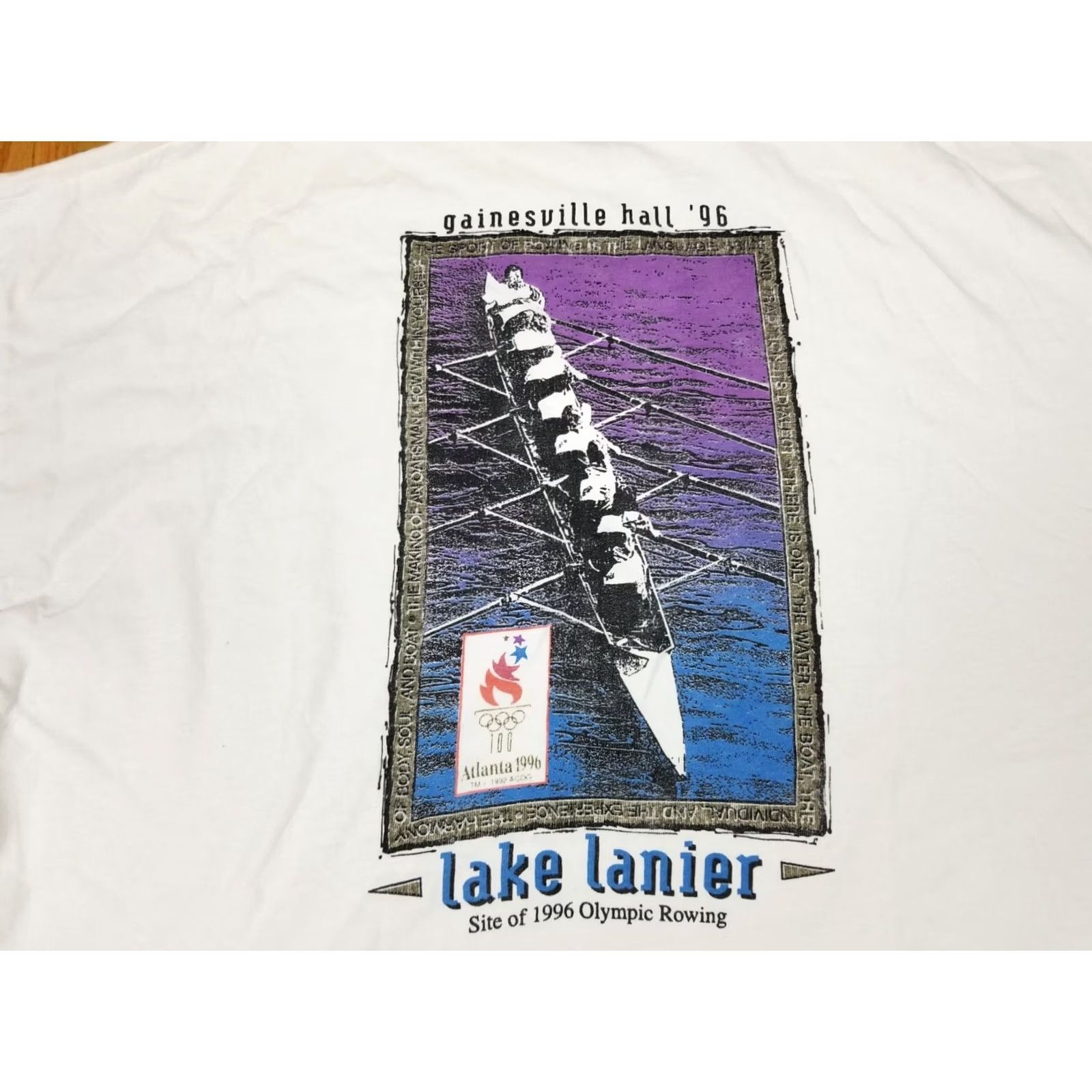 Vintage VINTAGE 96' ATLANTA OLYMPIC ROWING T-SHIRT WHITE COTTON SZ L WORN SINGLE STITCH Size US L / EU 52-54 / 3 - 2 Thumbnail