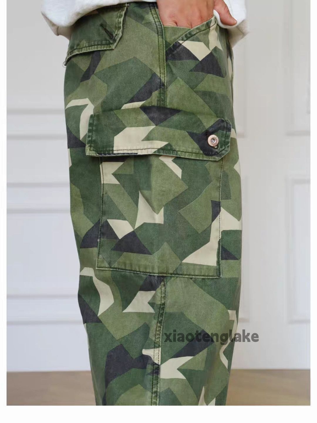 Vintage xz vintage loose baggy wide Leg flared camo pants Size US 31 - 2 Thumbnail