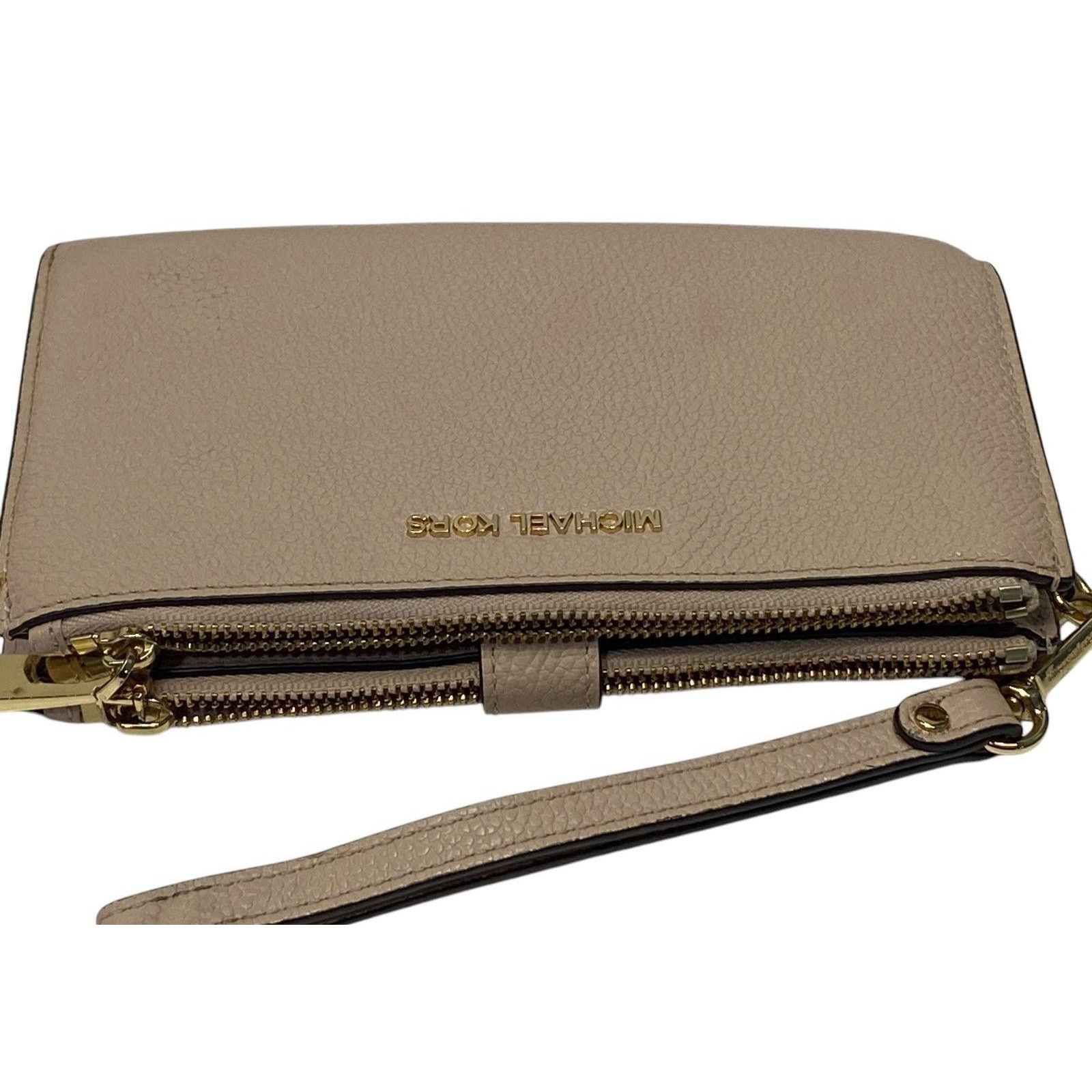 Michael Kors Michael Kors wallet double zip pebbled leather wristlet tan Size ONE SIZE - 6 Thumbnail