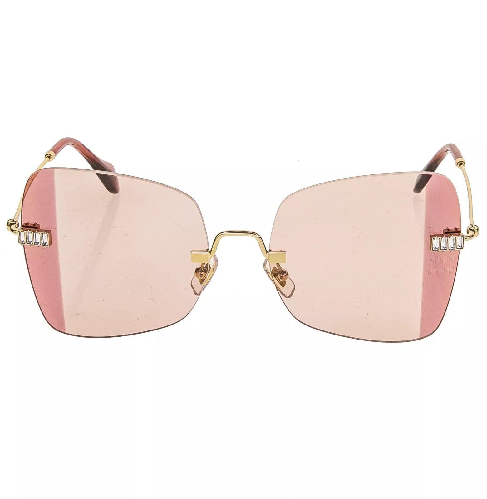 Miu Miu MIU MIU Runway MU50WS Pink Crystal Gold Sunglasses 50W Size ONE SIZE - 9 Thumbnail
