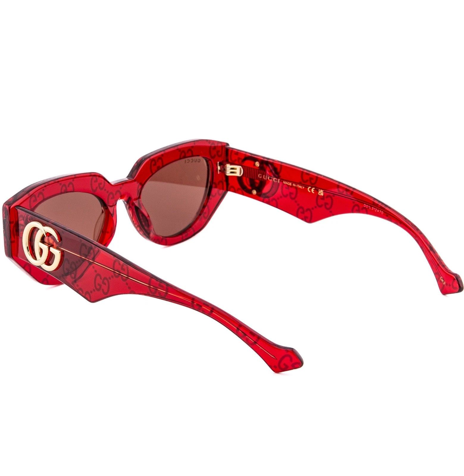 Gucci GUCCI 1421 Crystal Red Print 1421S Geometric Sunglasses 006 Size ONE SIZE - 3 Thumbnail