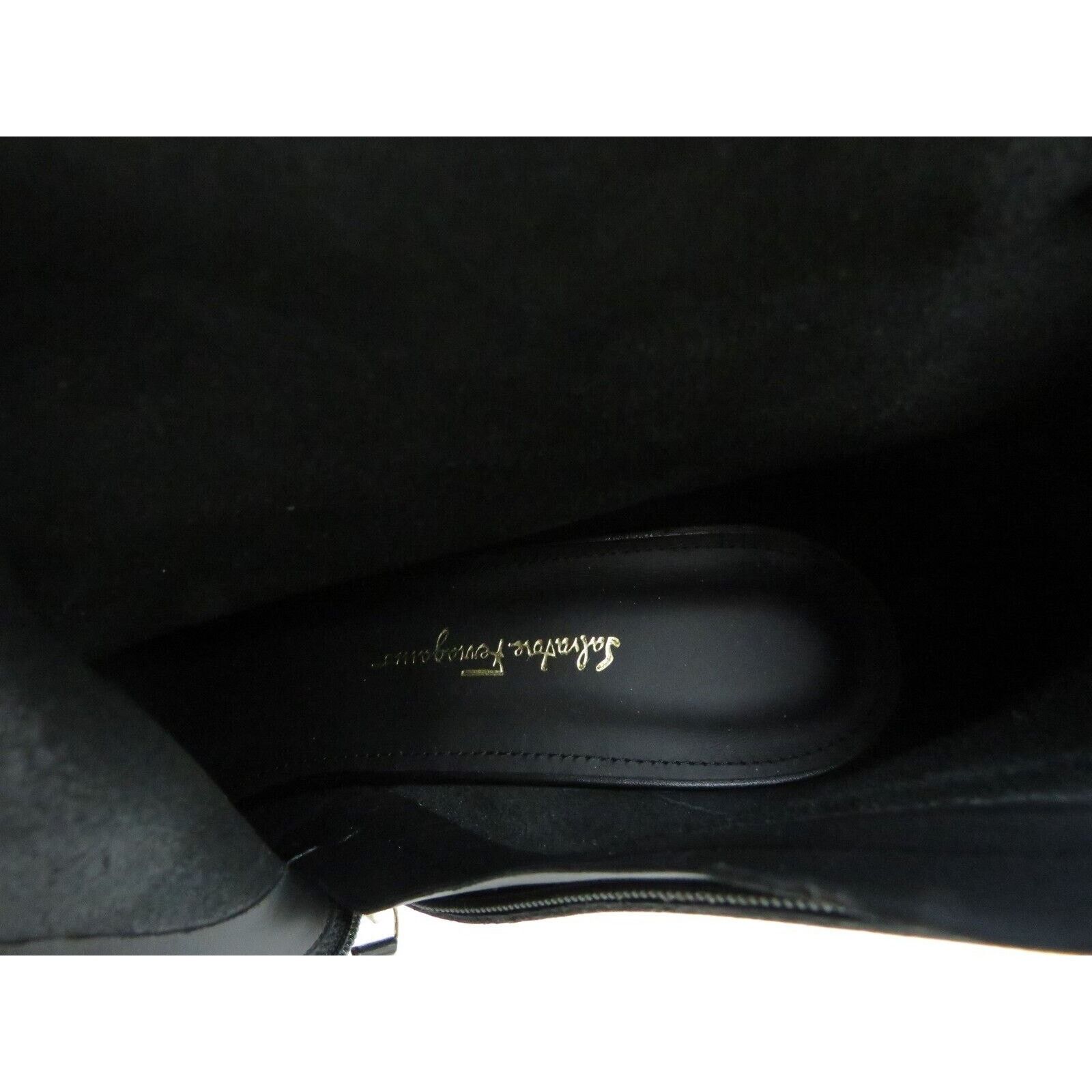 Salvatore Ferragamo GHILA BLACK LEATHER GANCINI CHAIN ZIP HEEL ANKLE BOOTS 11 C Size US 11 / IT 41 - 11 Thumbnail