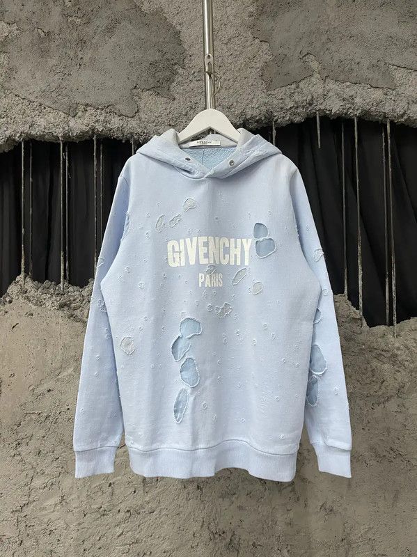 Givenchy Givenchy Light Blue Cotton Long Sleeve Hoodie 0089 Size XS / US 0-2 / IT 36-38 - 1 Thumbnail