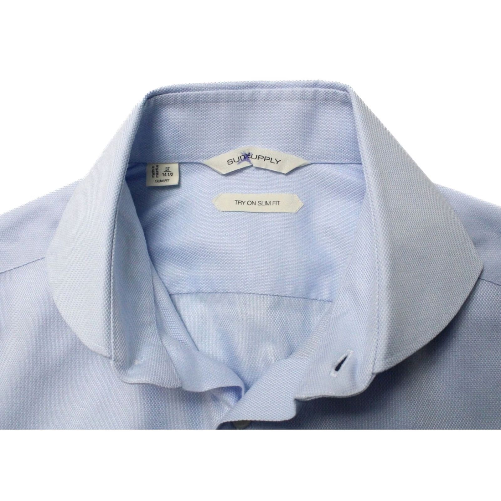 Suitsupply Suitsupply Slim Fit Formal Shirt Blue 37 / 14 1/2 Cutaway Blue Shirt Men Slim Fit Dress Shirt Button-Up Commissioned by Suitsupply Size 36R - 4 Thumbnail