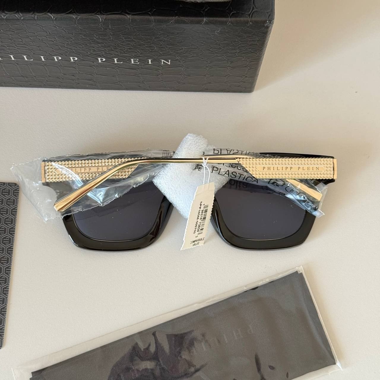 Philipp Plein Philipp Plein Rock Superhero SPP105 Men’s Sunglasses Black Size ONE SIZE - 7 Thumbnail