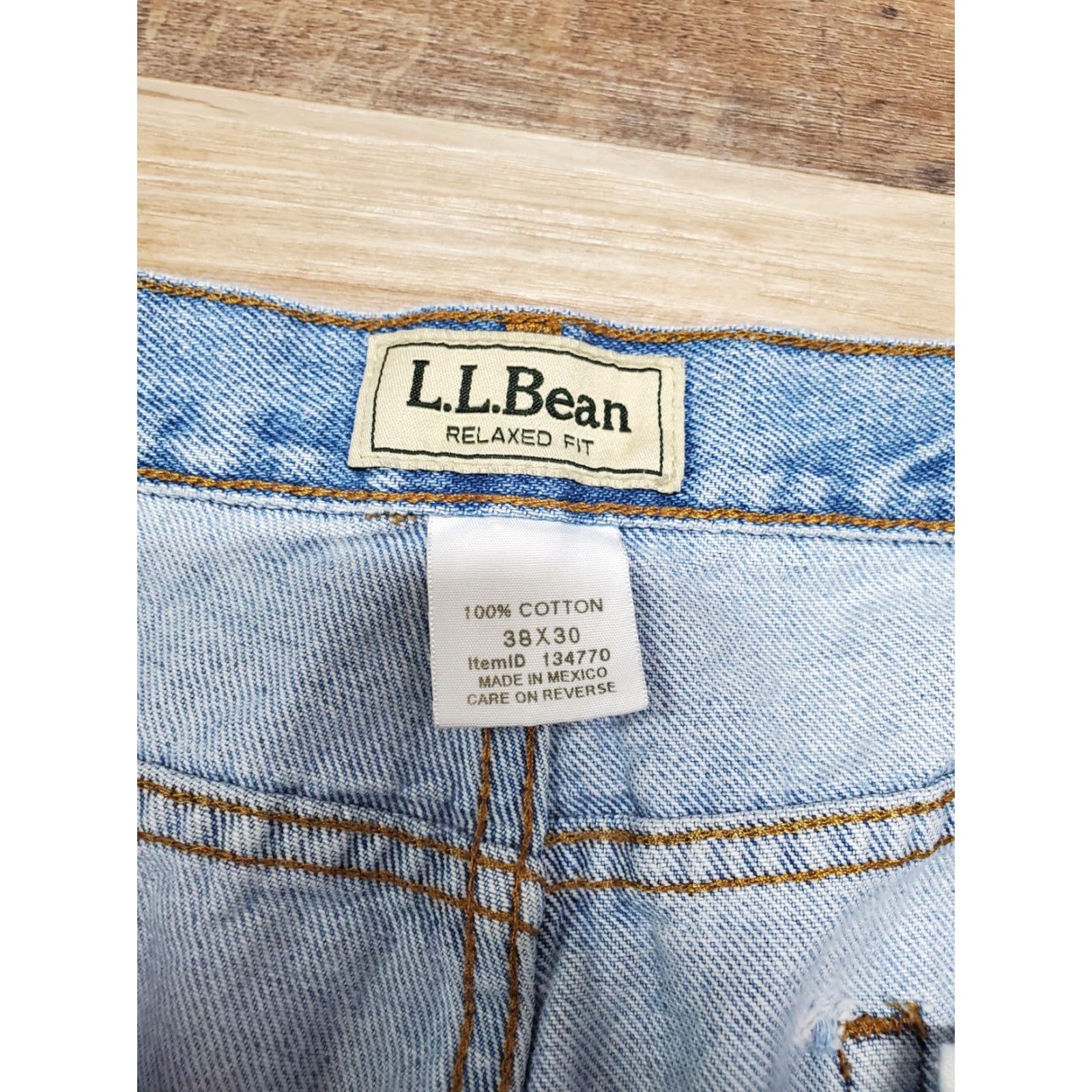 Vintage LL Bean Jeans Relaxed Fit Men 38x30 Light Blue Denim Cotton 5-Pocket Straight Vintage? No, 134770 Size US 38 / EU 54 - 3 Thumbnail