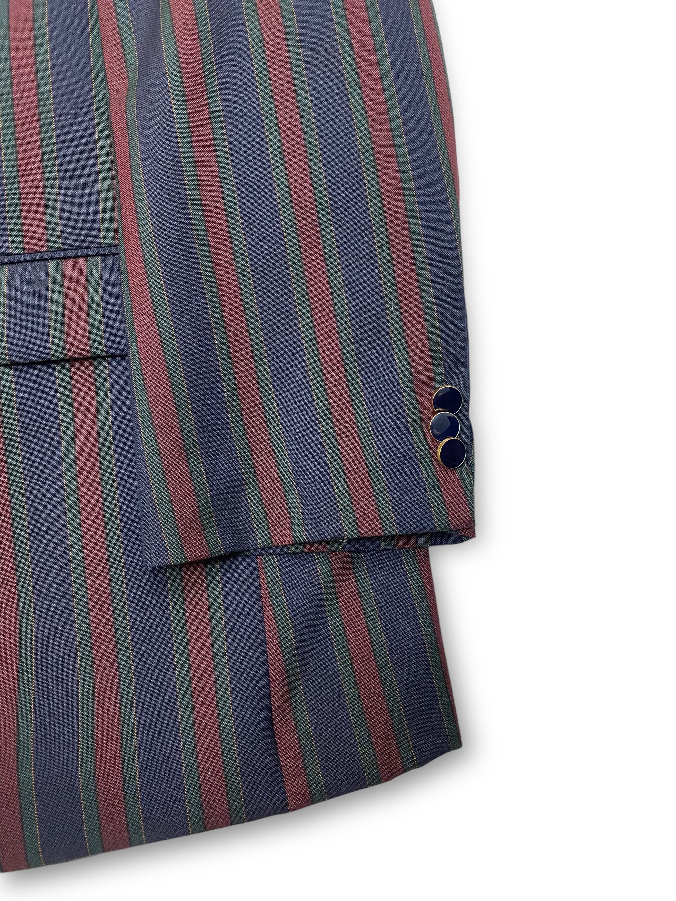 Other Vintage Brook Taverner Striped Luxury Blazer M572 Size 46S - 4 Thumbnail