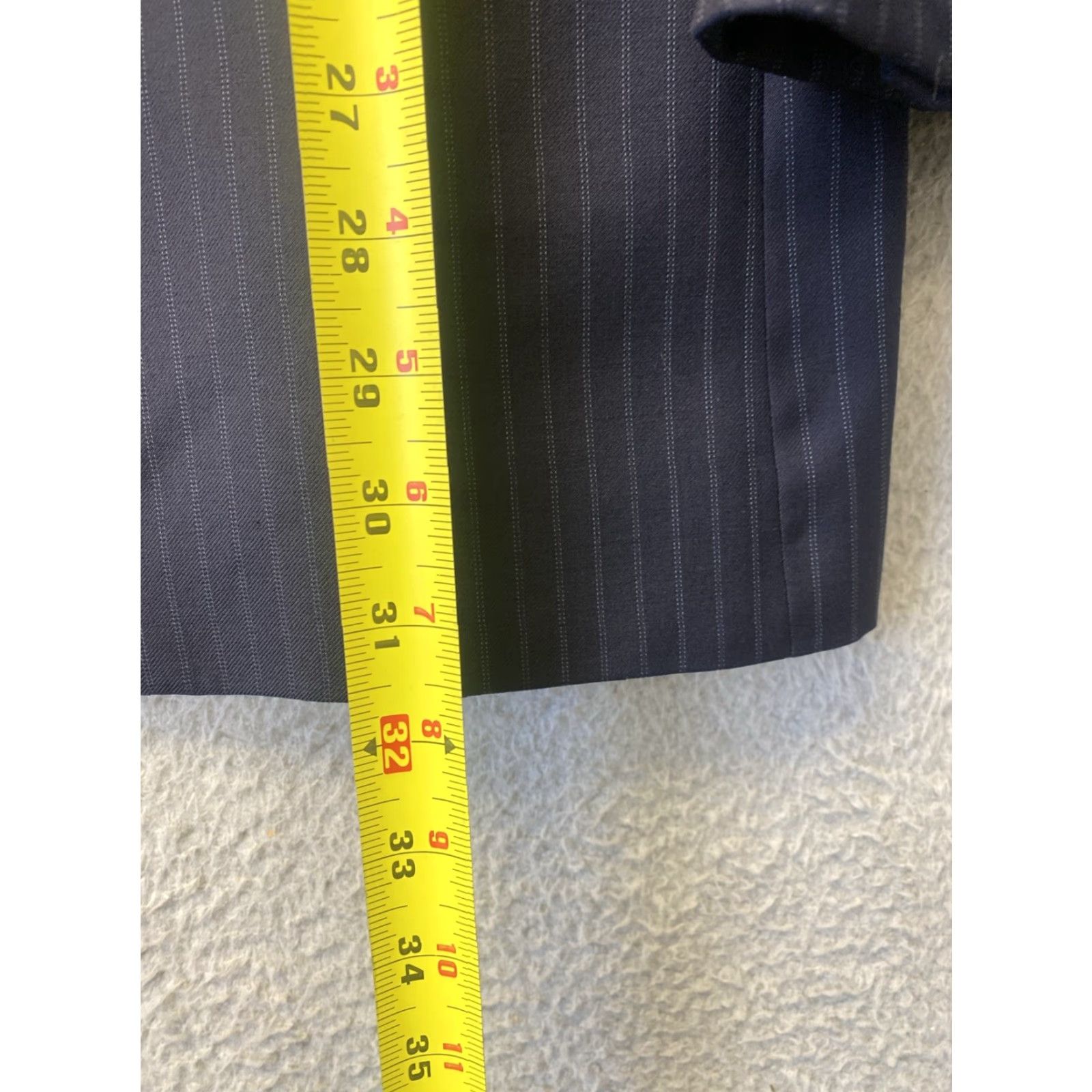 Valentino VALENTINO Blazer Mens 44R Dark Blue Pinstripe Wool Double-Vented Formal Vintage Design Size 44R - 5 Thumbnail